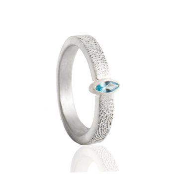 Ring met Vingerafdruk en Markies Geslepen Topaas Sterling Zilver 0178-00Z