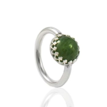 Ring met Vingerafdruk in Ronde Groene Nefriet Sterling Zilver 0184-00Z