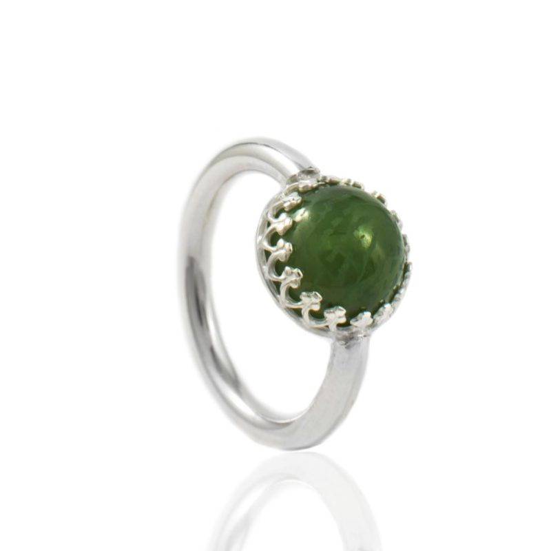 Ring met Vingerafdruk in Ronde Groene Nefriet Sterling Zilver 0184-00Z