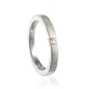 Vingerafdruk Ring met 3 mm Zirkonia Zilver 0179-00Z