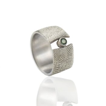 Vingerafdruk Ring met Zetkast en Smaragd 3 mm Zilver 0183-00Z