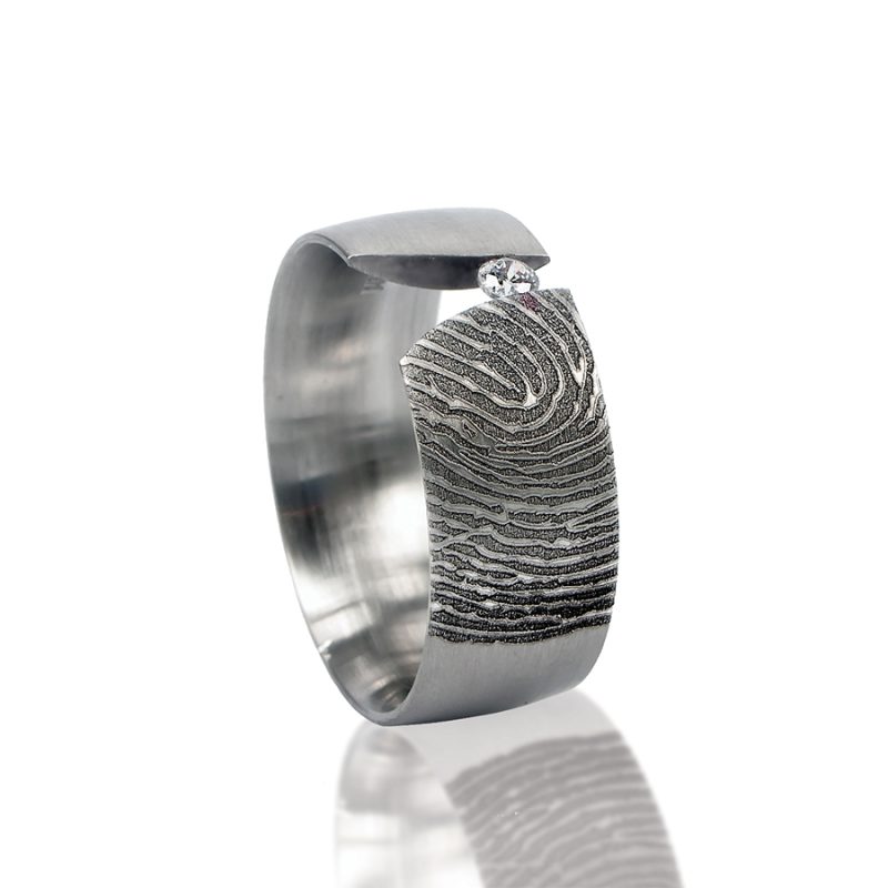 Vingerafdruk ring sterling zilver met Zirkonia 0116-00Z