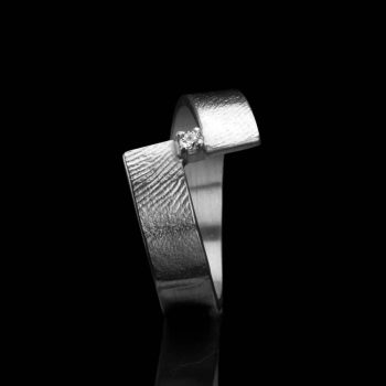 Vingerafdruk ring sterling zilver met chaton met steen 0102-10Z