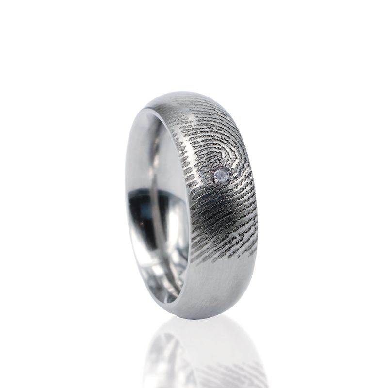 Vingerafdruk ring sterling zilver met pave gezette zirkonia 0115-01Z
