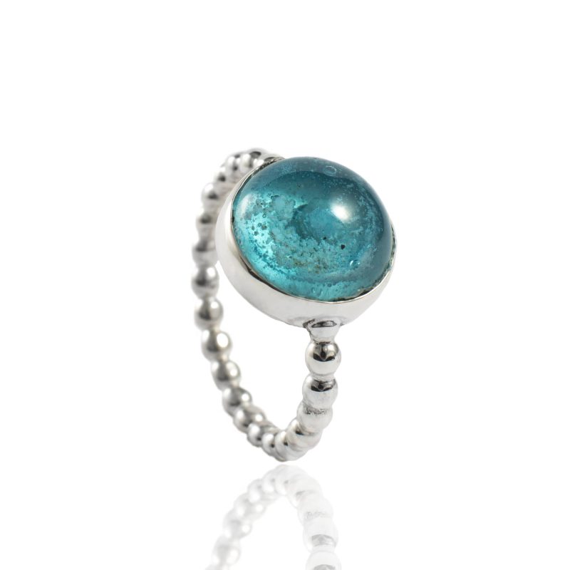 Bolletjes ring met glazen as cabochon 11.123-000