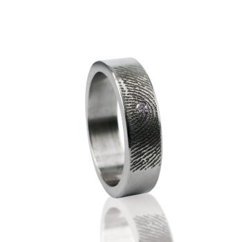 Vingerafdruk Ring van Titanium met Zirkonia 0101-01T