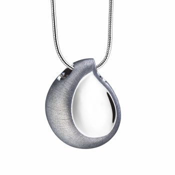 TearDrop Ashes Pendant Polished & Brushed Silver PD1020