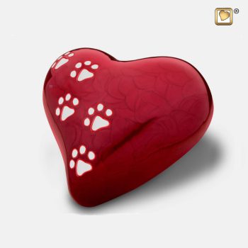 Heart Pet Urn Pearl Red & Polished Silver Medium P637M