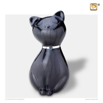 PrincessCat Pet Urn Pearl Midnight and Brushed Pewter with Swarovski P264