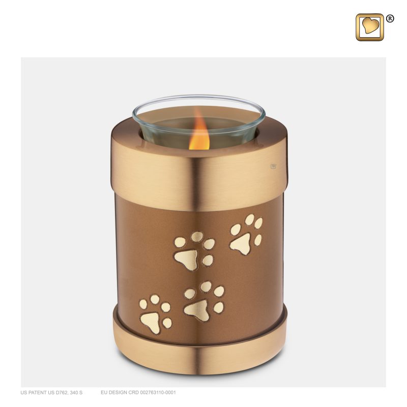 T654 Pet Tealight Urn Bronze & Bru Gold