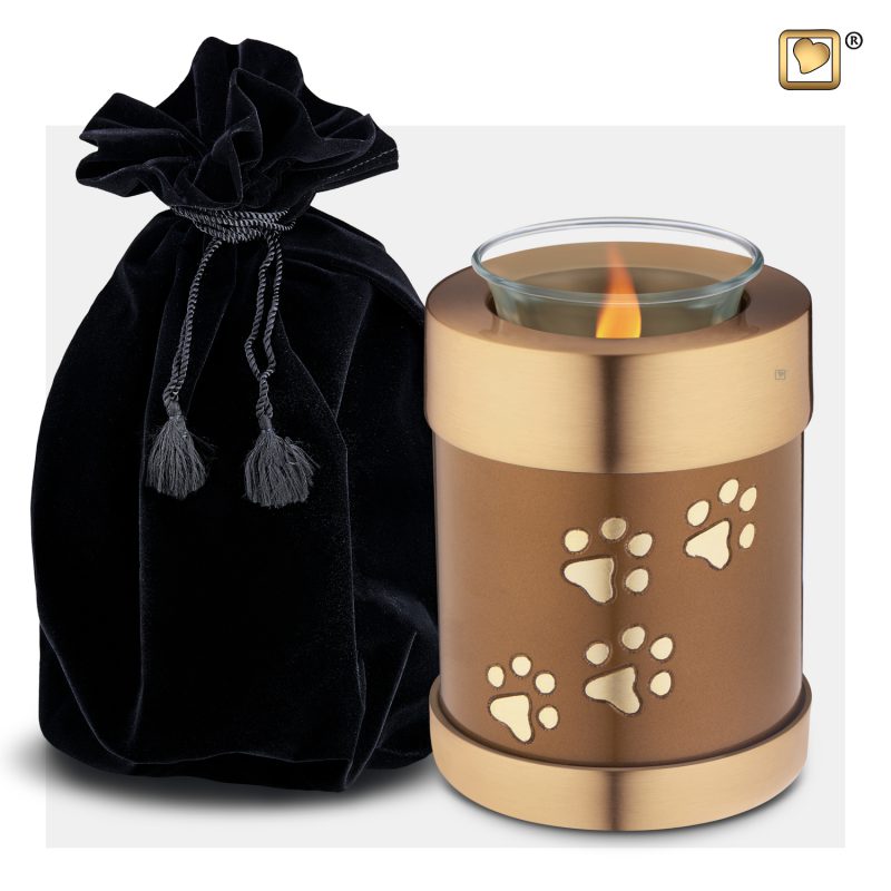 T654 Pet Tealight Urn Bronze & Bru Gold