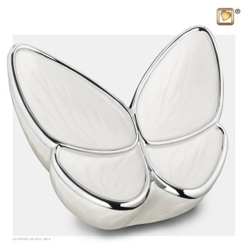 Wings of Hope Adult Urn Pearl White & Polished Silver tint A1042