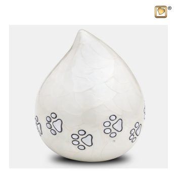 LoveDrop Pet Urn Pearl White & Bru Pewter P635