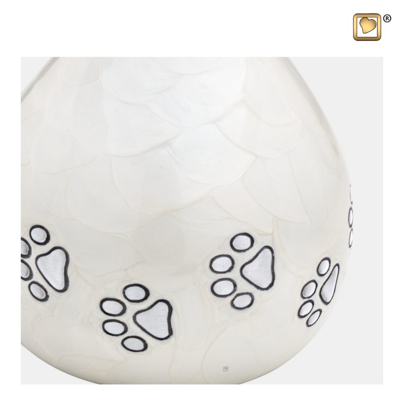 LoveDrop Pet Urn Pearl White & Bru Pewter P635_a