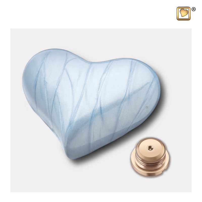 H668 - Mini hart urn - Heart 0,045 liter Pearl blue