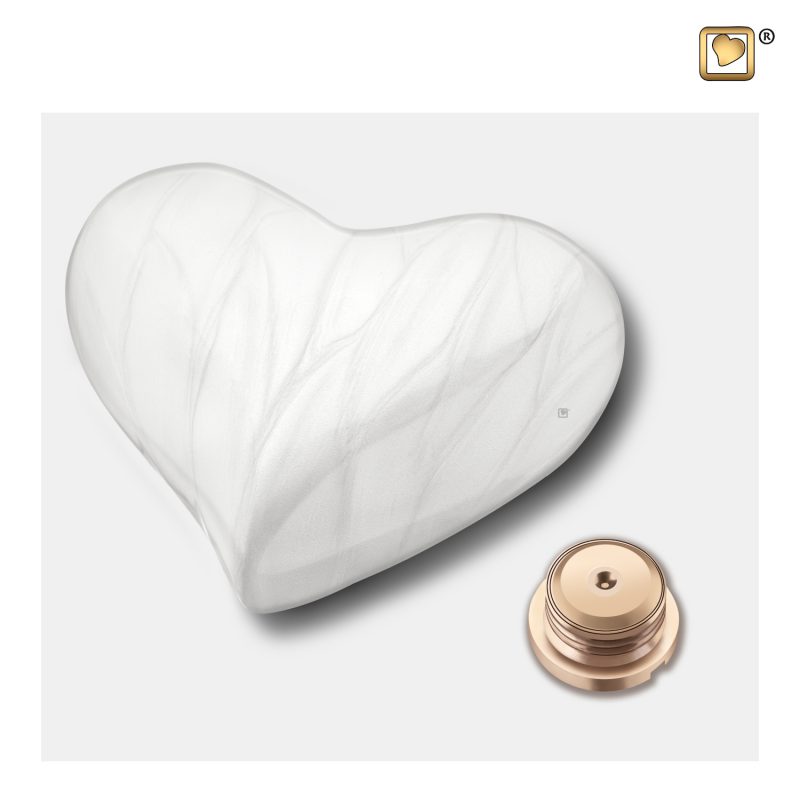 H669 - Mini hart urn - Heart 0,045 liter Pearl white