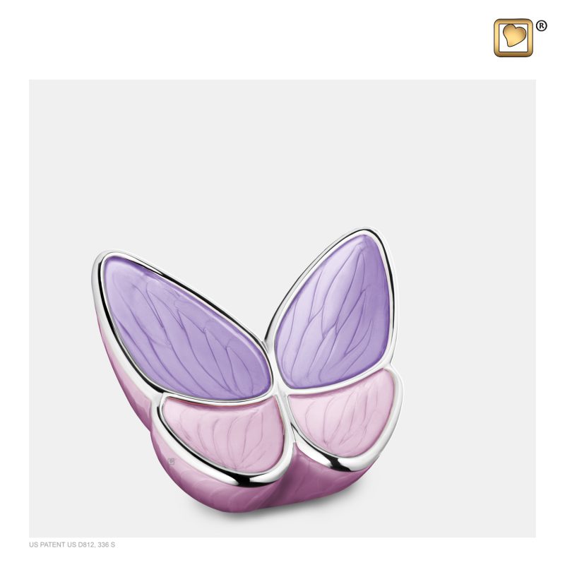 Urn vlinder - Wings of Hope 0,045 liter Pearl lavender Polished silver tint Small K1040