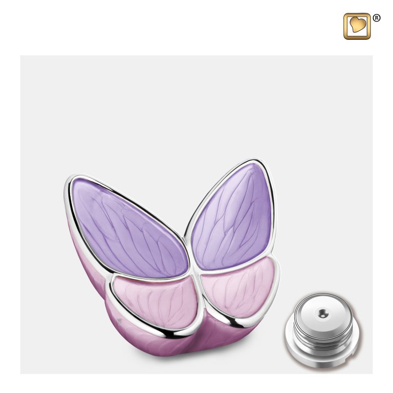 Urn vlinder - Wings of Hope 0,045 liter Pearl lavender Polished silver Small K1040