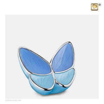 Urn vlinder - Wings of Hope 0,045 liter Pearl blue Polished silver tint Small K1041