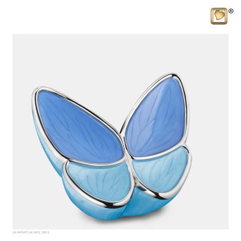 Urn vlinder - Wings of Hope 0,40 liter Pearl blue Polished silver tint Medium M1041