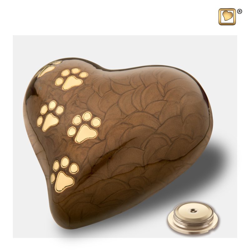P6391L_c - Dieren urn - Heart 0,95 liter Pearl bronze Brushed gold Large