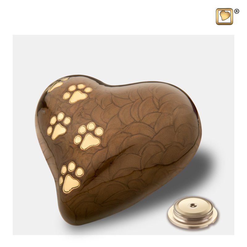 P6391M_c - Dieren urn - Heart 0,45 liter Pearl bronze Brushed gold Medium