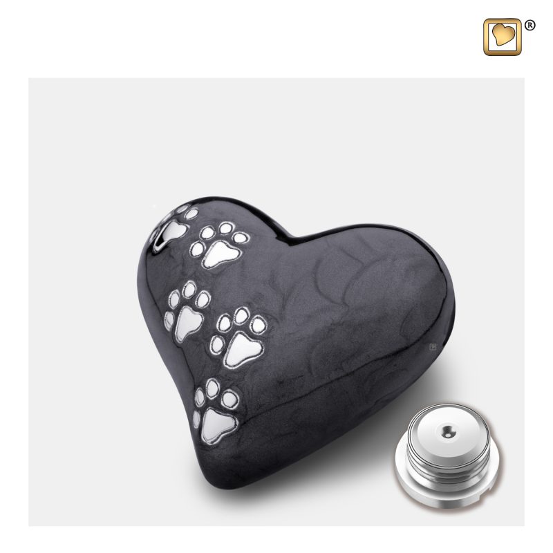 P6401K - Dieren urn - Heart 0,045 liter Pearl midnight Brushed pewter Small