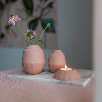 Mini urn – Keramische urn | small 150 ml inclusief vaasje en waxinelichthouder | diverse kleuren - Terra