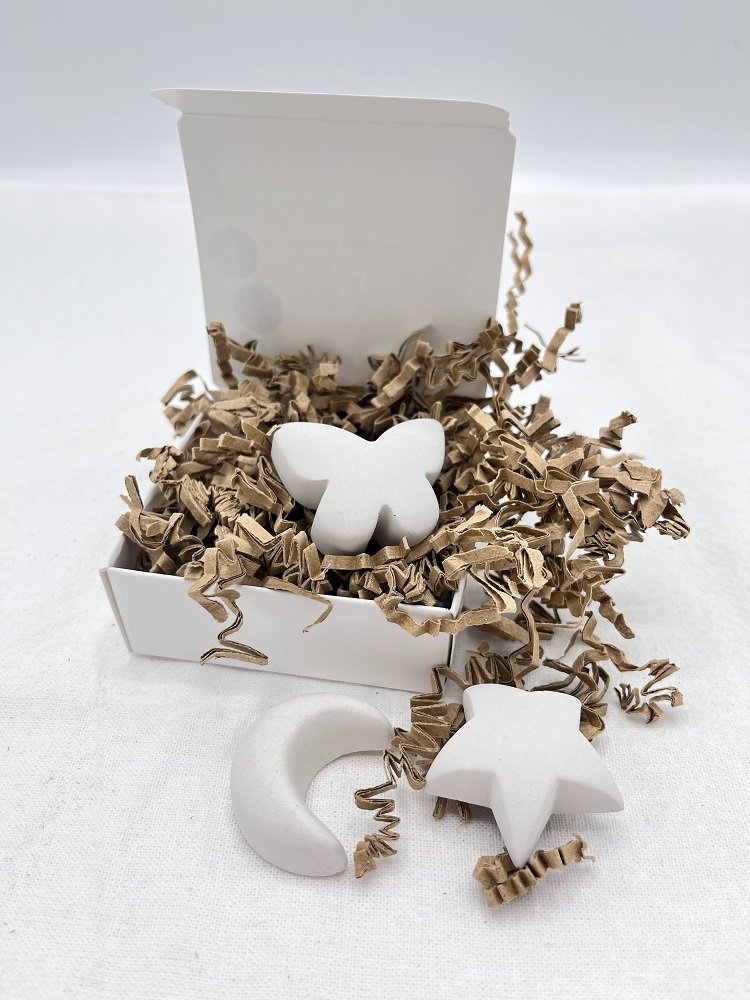 Troostbox gedenksteen klein – Maan Ster en Vlinder | wit | Mix van 3 stuks