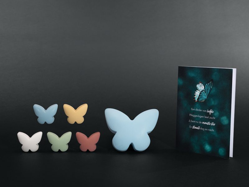 Troostbox gedenksteen mix – Vlinder blauw | Limited Edition