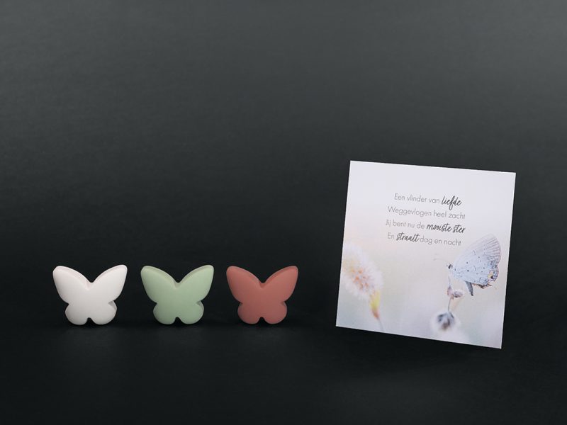 Troostbox gedenksteen klein – Vlinder mix roze | Limited Edition
