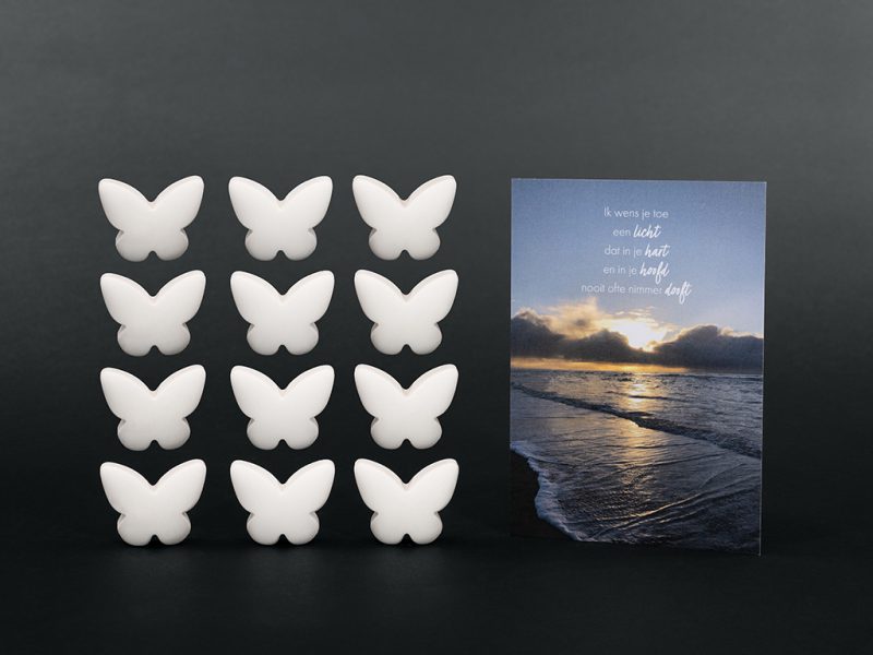 Troostbox gedenksteen klein – Vlinder | wit | Mix van 12 stuks